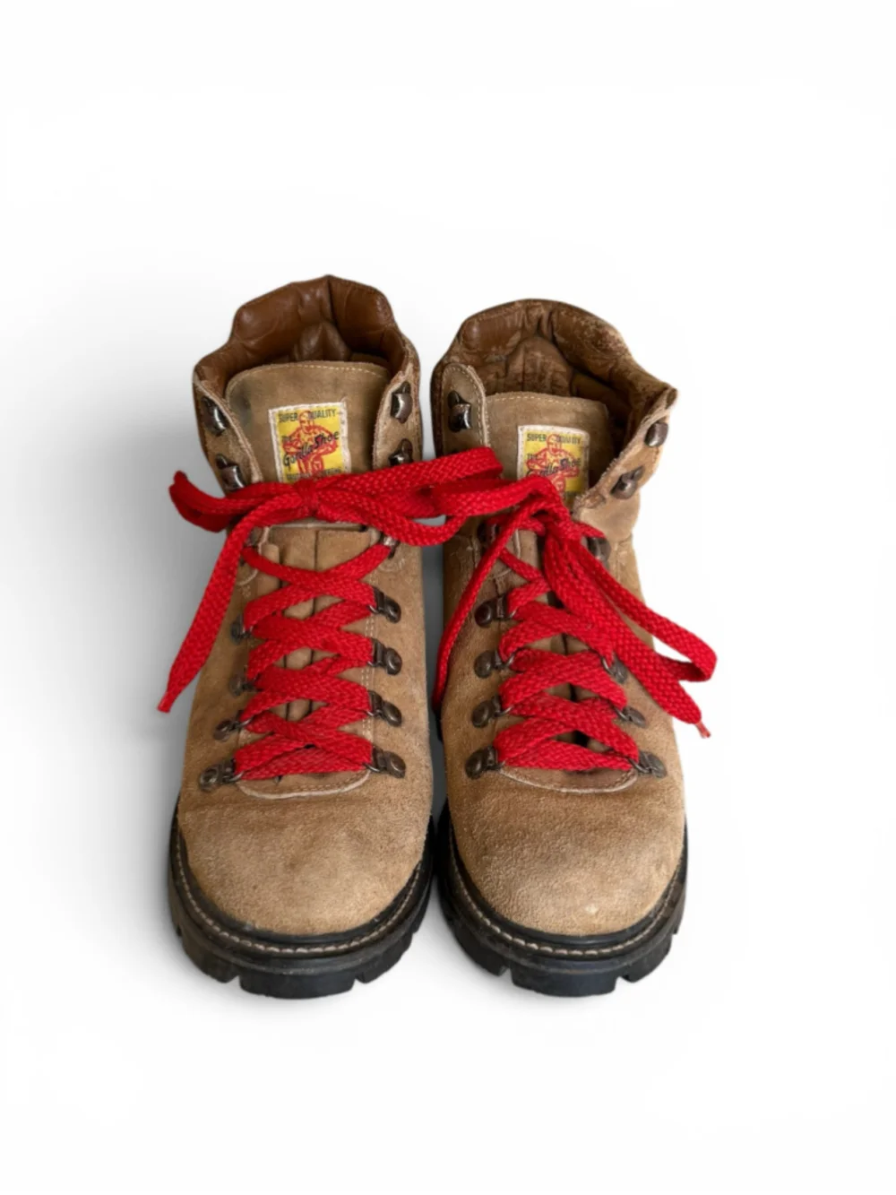 Vintage 70s Gorilla Men’s Suede Leather Hiking Boots Brown Red Laces Sz 10 USA